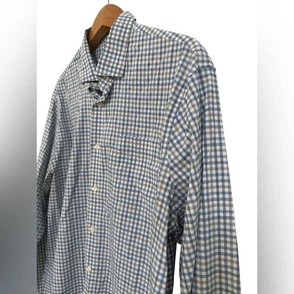 johnnie-O Navy and White Plaid Button Down Shirt